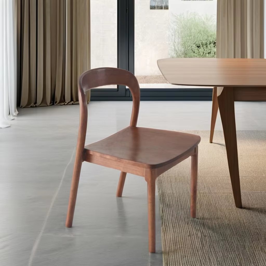 Customized Personalized Design All Solid Wood Chair Curved Back Book Chair Simple And Light Luxury oak Dining Chair