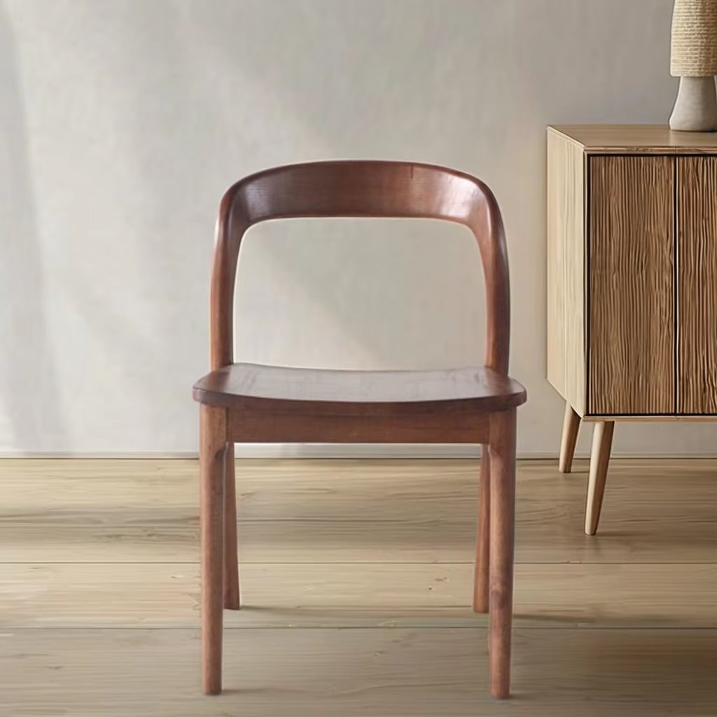 Customized Personalized Design All Solid Wood Chair Curved Back Book Chair Simple And Light Luxury oak Dining Chair
