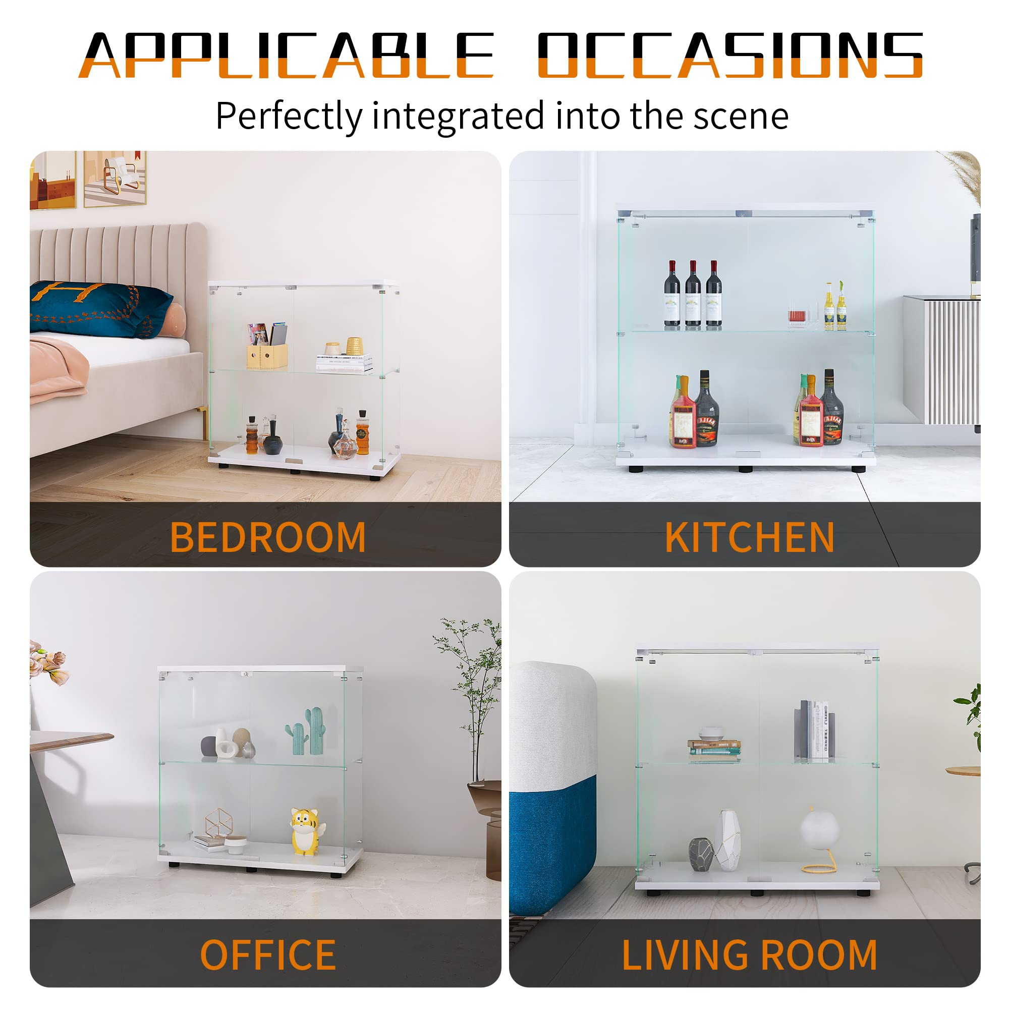 LED customized glass display cabinet design corner showcase smoke book toy curio shoe shelf floor stand glass shelves