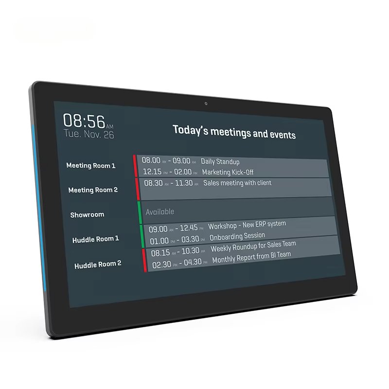 Customized Wall mount 13.3 inch LCD touch screen POE LED Light Bar Booking System Conference Meeting room Android tablet