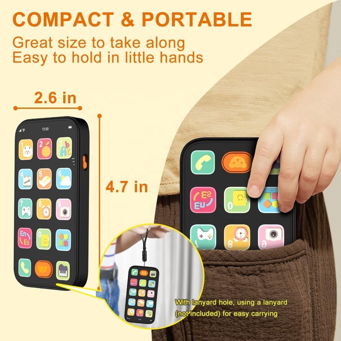 Bilingual Toy Phone Baby Phone with Sounds and Light, English/Spanish, Fun Early Learning Kids Smart Phone Baby Toys