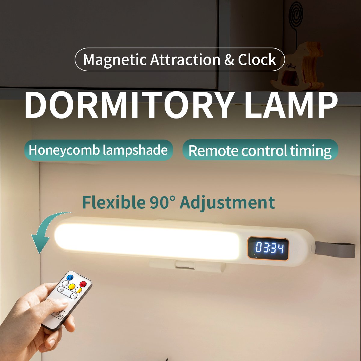 Table Lamp Clock Usb Led Light Hanging Magnetic Cabinet Desk Lamp Chargeable Stepless Dimming Night Light For Student Reading