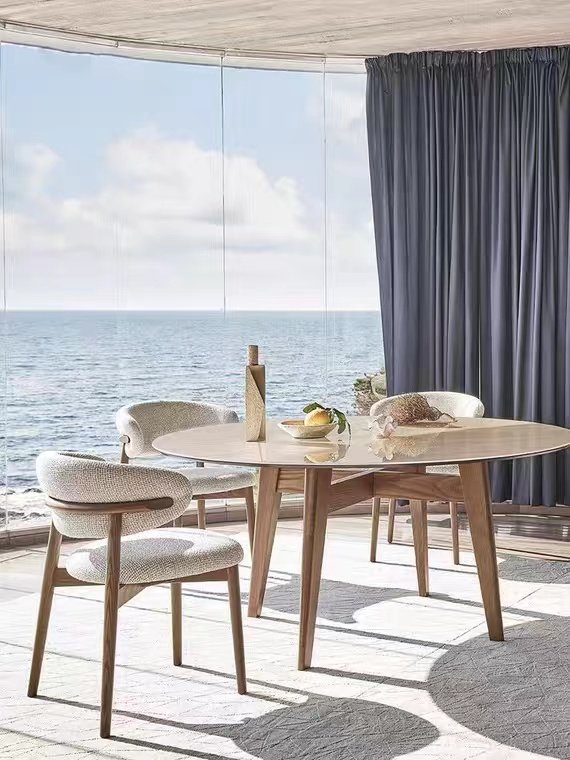Modern simple solid wood dining chair Nordic light luxury designer cloth chair living room back chair family dining room book ch