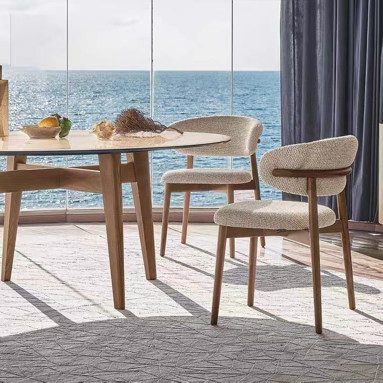 Modern simple solid wood dining chair Nordic light luxury designer cloth chair living room back chair family dining room book ch