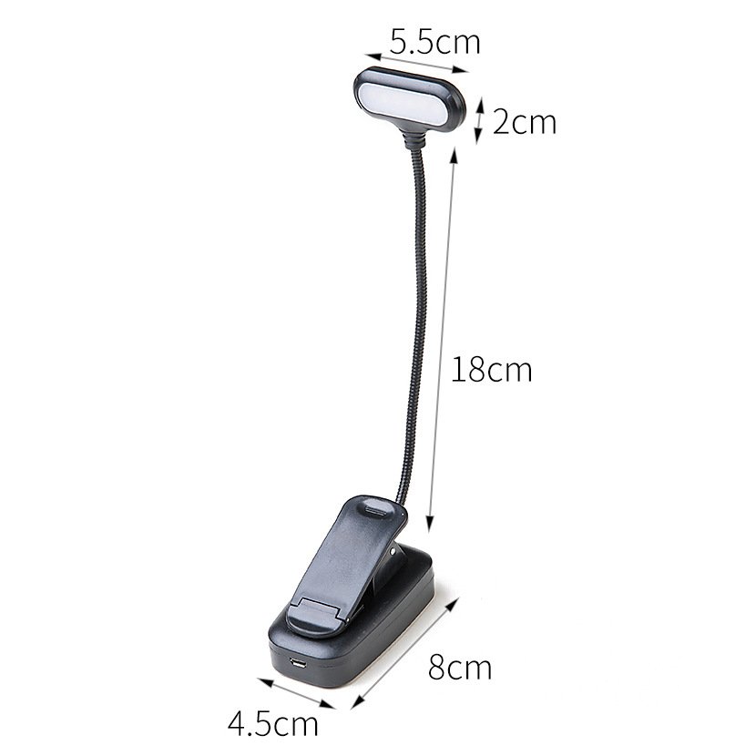 LED Book Light USB Rechargeable Reading Light 3-Level Warm Cool White Daylight Portable Flexible Easy Clip Night Reading Lamp
