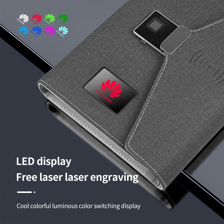 Hot Selling A5 Business Writing Book Loose-leaf Planner Reusable Smart Wireless Charging Notebook with Powerbank Usb and Pen Set