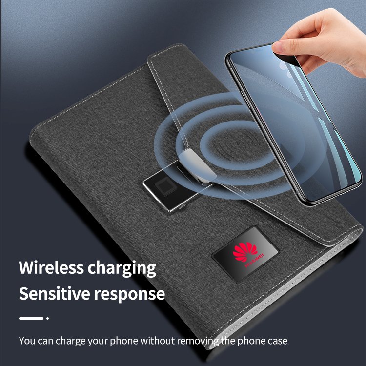 Hot Selling A5 Business Writing Book Loose-leaf Planner Reusable Smart Wireless Charging Notebook with Powerbank Usb and Pen Set