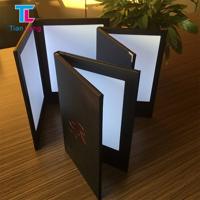 tianlang Custom LED Restaurant Menu Book Cover Luminous Window Display Menu LED Backlit Menu