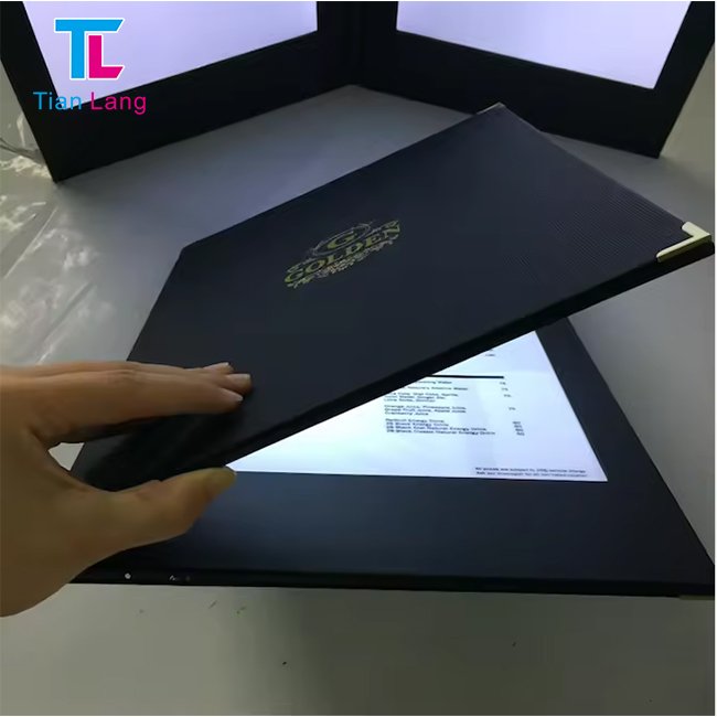 tianlang Custom LED Restaurant Menu Book Cover Luminous Window Display Menu LED Backlit Menu