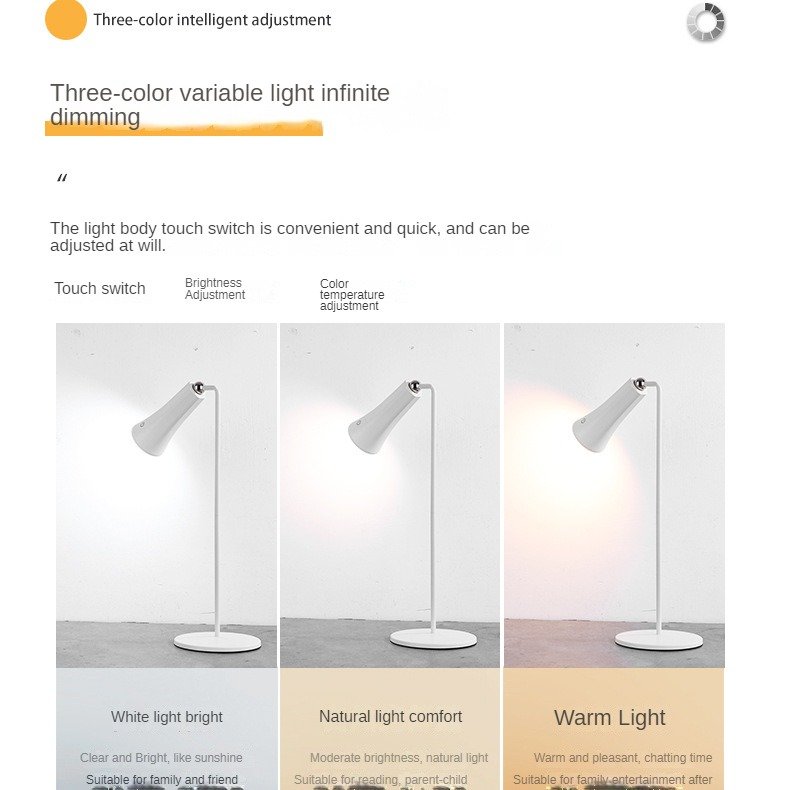 Portable Touch Control Dimmable Eye Protection metal folding LED book Reading Light for Office Dormitory Creative Travel
