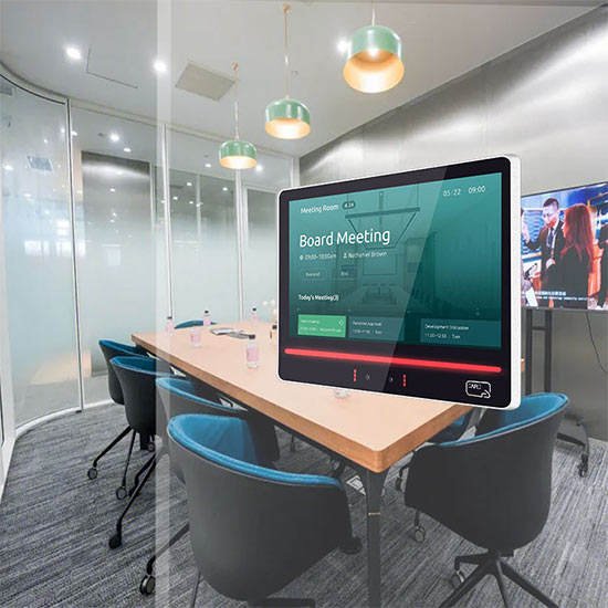 Wall Mount Android Poe Tablet 10 13.3 15.6 21.5 Inch Meeting Room Booking System Display With Surrounding Led Light