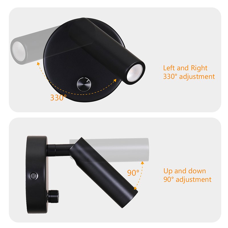 Rotating embed mounted led headboard reading wall light 3W led book bed wall light bedside wall lamp