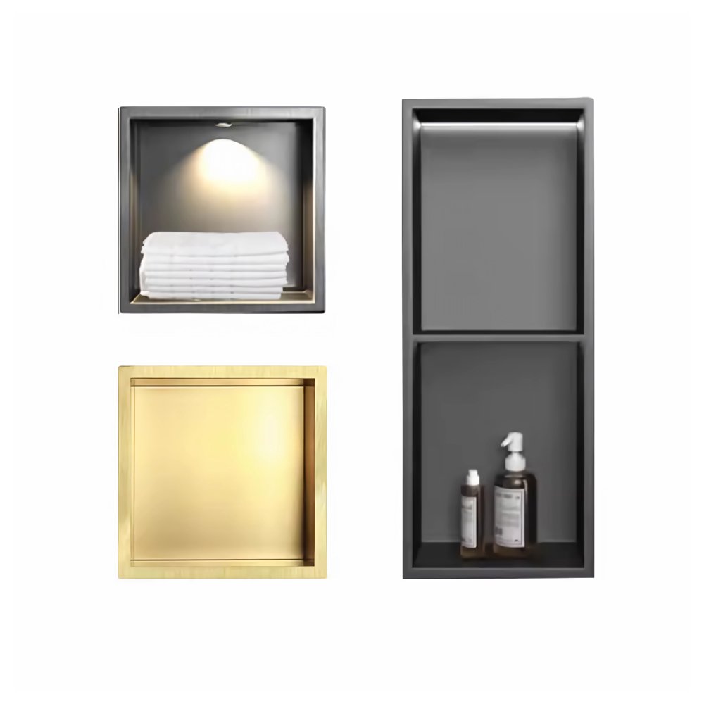 Rectangle and Square Wall Niche Customized Colors and Sizes Stainless Steel Wall Mounted Tile Insert Shower Niche for Your Room