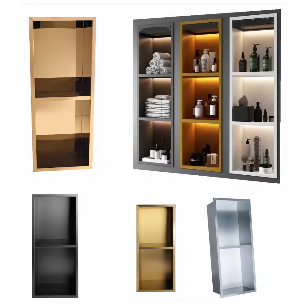 Rectangle and Square Wall Niche Customized Colors and Sizes Stainless Steel Wall Mounted Tile Insert Shower Niche for Your Room