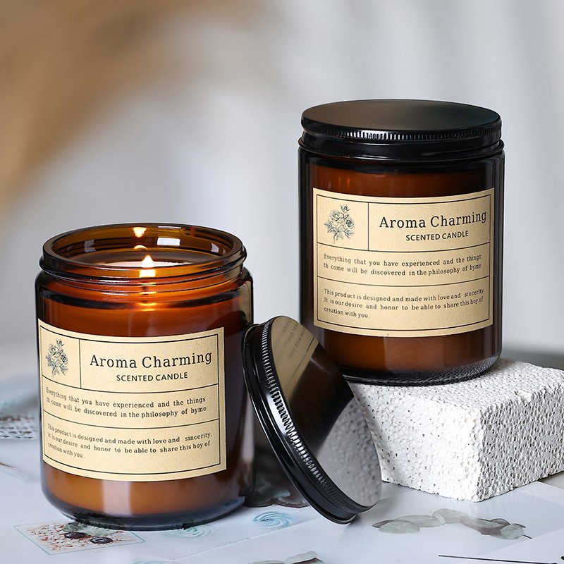 Wholesale Bulk Amber Glass Jar Soy Wax Scent Fragrance Candles Oil Custom Private Label Luxury Scented Candles