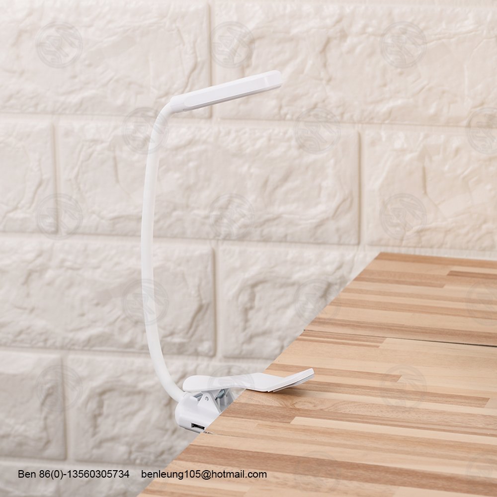 portable plastic folded flexible USB type C rechargeable mini dimming travelling camping LED clip bed reading lamp