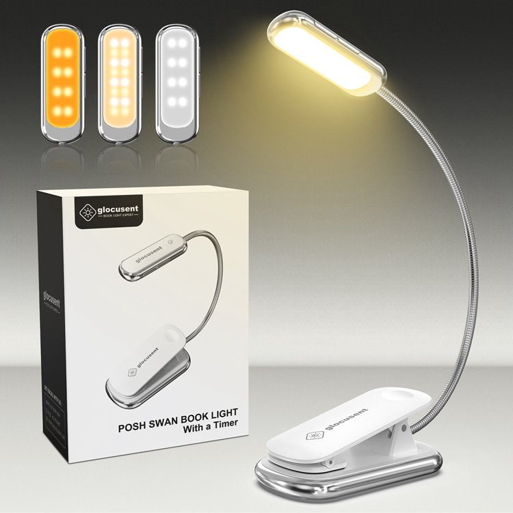 New Style USB Rechargeable LED Clip On Reading Lights Book Light for Reading in Bed