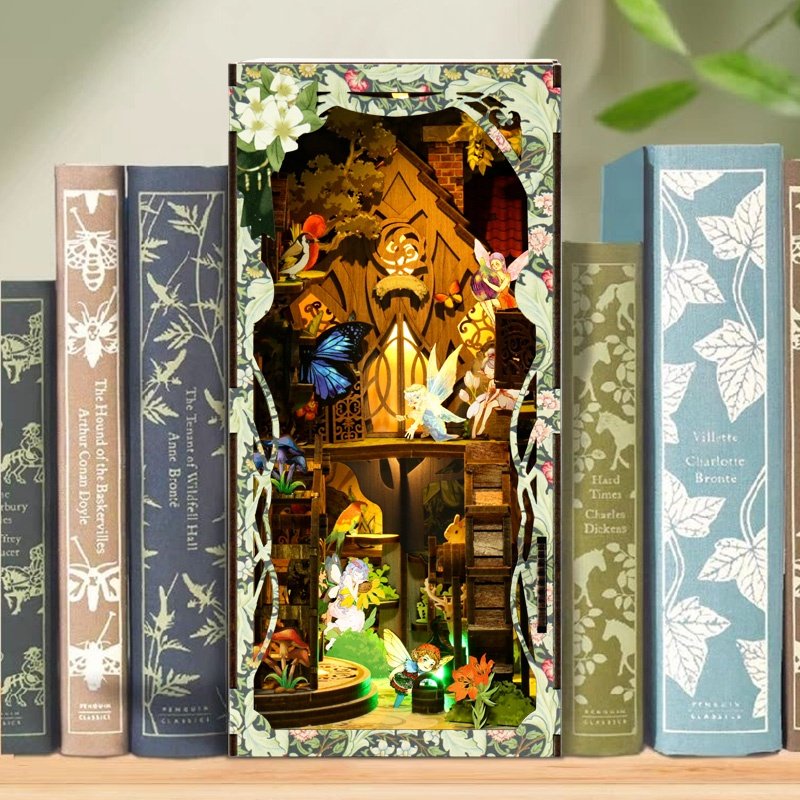 Led light data server spindles solid wood business gift acotar book nook kit home decoration book nook motion
