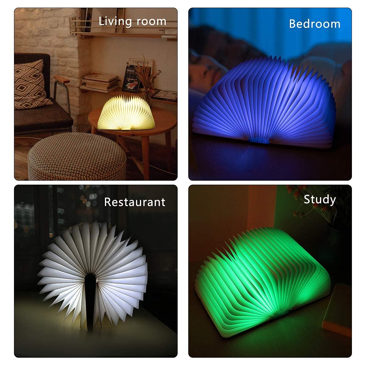 Book Light Novelty Folding Book Lamp 5 Colors Folding Night Light Portable Desk Light