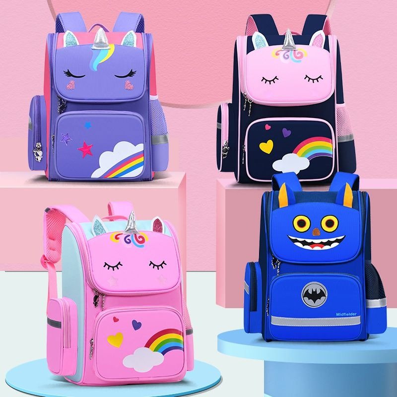 Custom Unicorn Cartoon Mochila Primary Student Pink Purple Navy Blue Rainbow Waterproof Child Kids Book bag Backpack School Bags