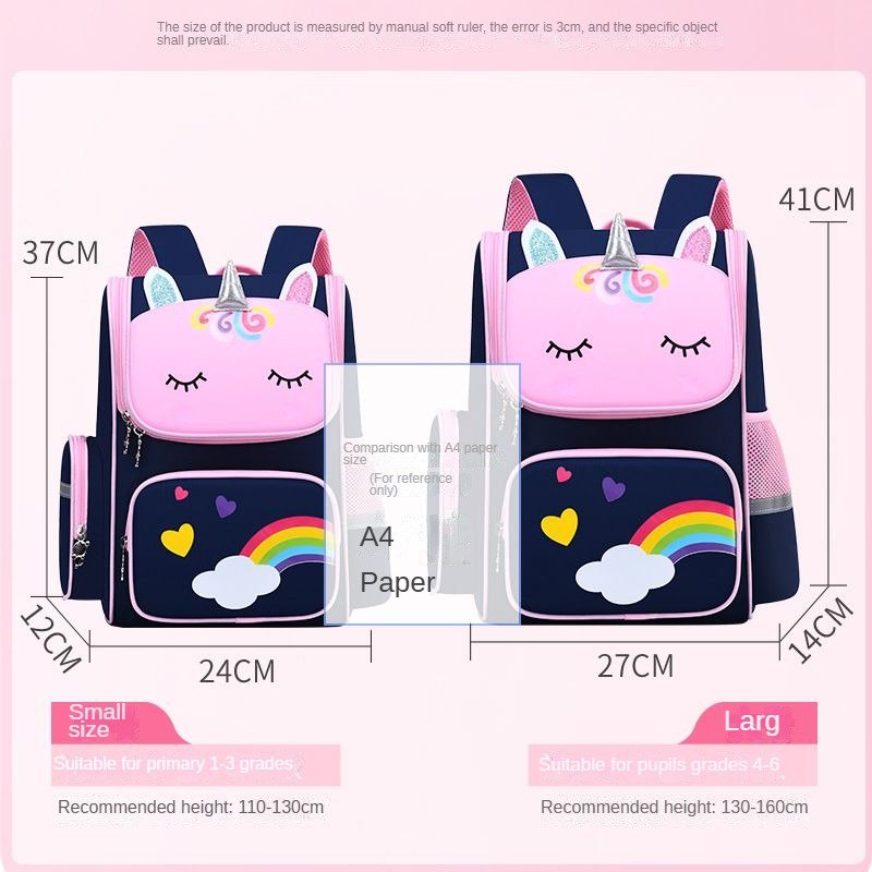 Custom Unicorn Cartoon Mochila Primary Student Pink Purple Navy Blue Rainbow Waterproof Child Kids Book bag Backpack School Bags