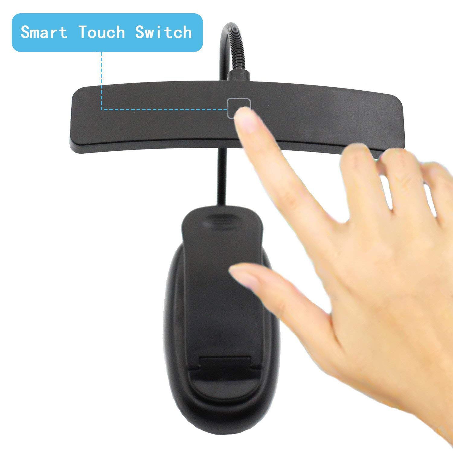 Rechargeable Book Light 6 LED Reading Light Flexible Easy Clip Night Reading Lamp in Bed with 3-Level White Daylight