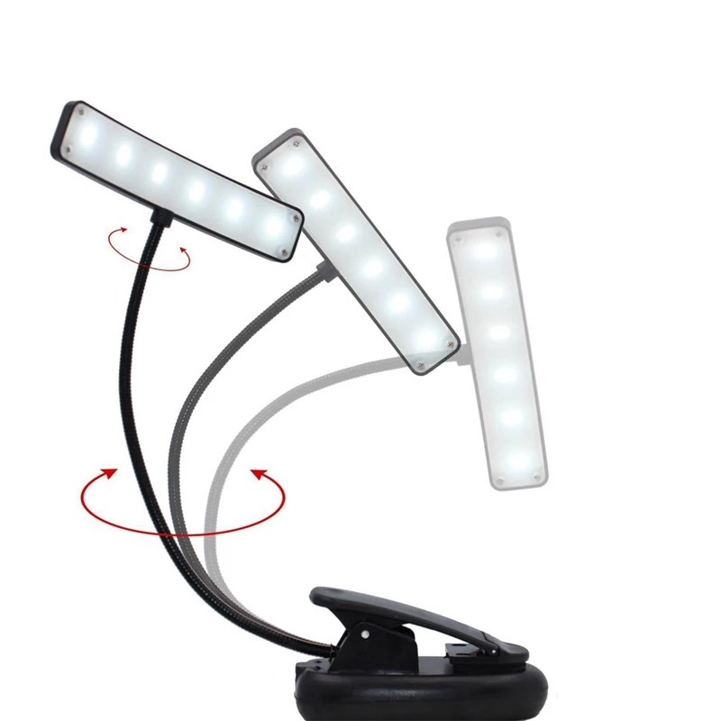 Rechargeable Book Light 6 LED Reading Light Flexible Easy Clip Night Reading Lamp in Bed with 3-Level White Daylight