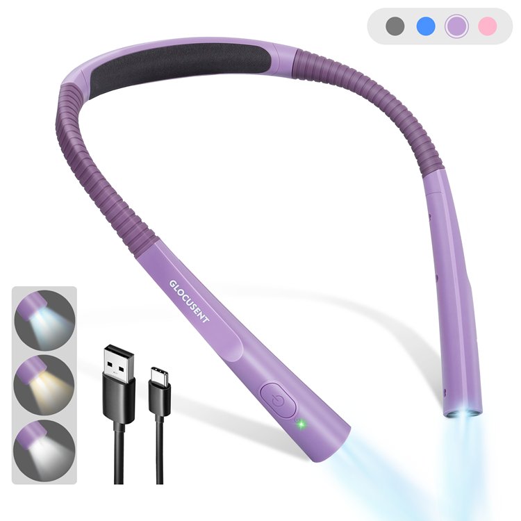 Glocusent Eye-caring Partner Friendly Neck Light USB Rechargeable Book Reading Neck Light Lamp For Study