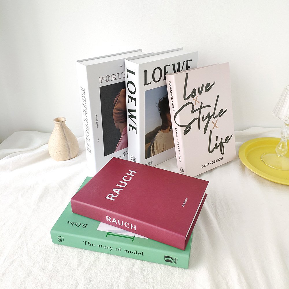 Fashionable faux books home decoration famous brand decor modern luxury books fake decorative book