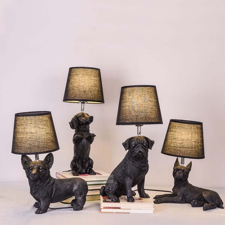 Home Decor Resin Table Light For Kids Bedside Desk Lamp Dogs Animal Base Table Lamp