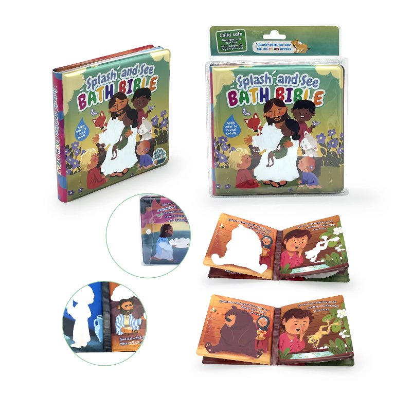 Custom Bible Bath Book with Soft PVC Bag Package Cute Cartoon PEVA Bath Book for Toddlers