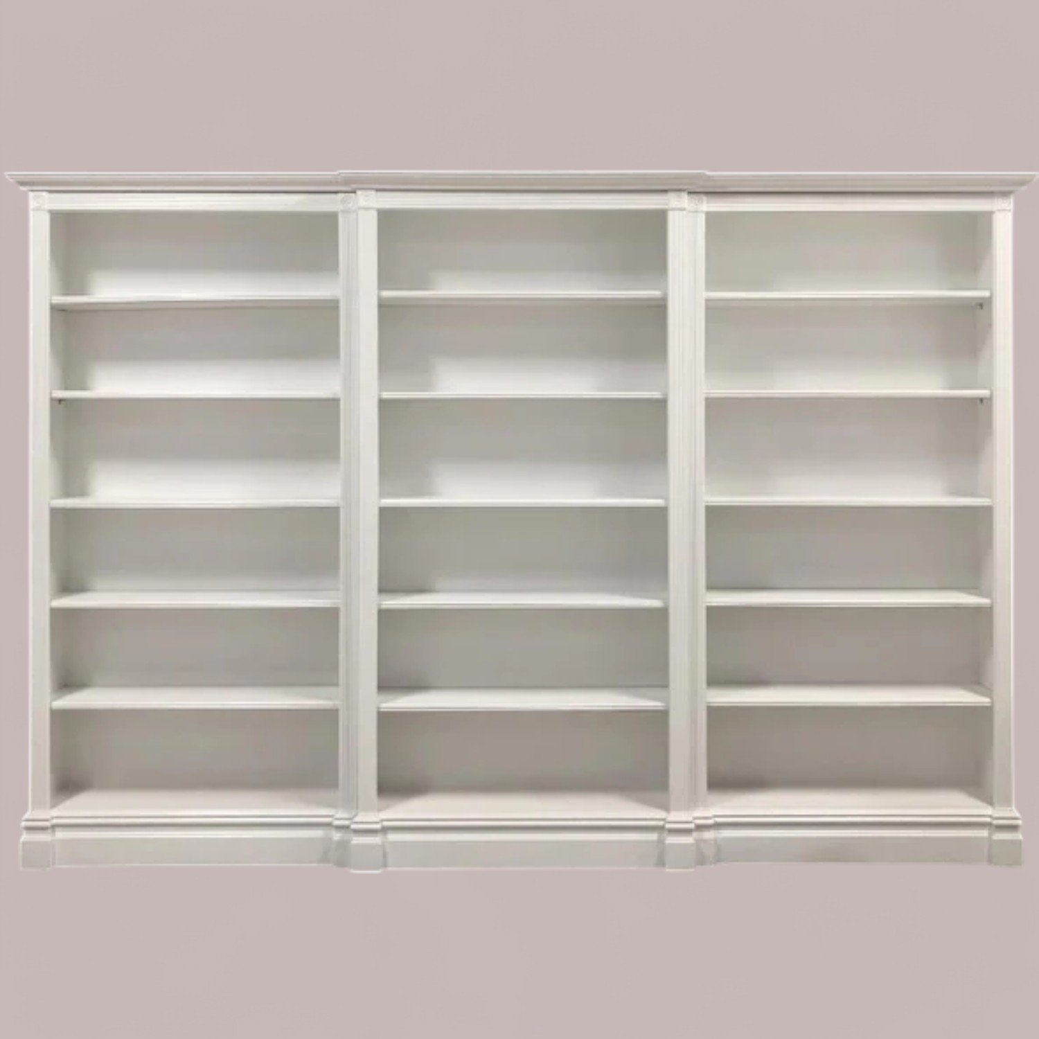 French Mahogany Wood White Bookshelf Hand Carved Removable Shelves Library Living Room Home Office Bedroom Home Furniture