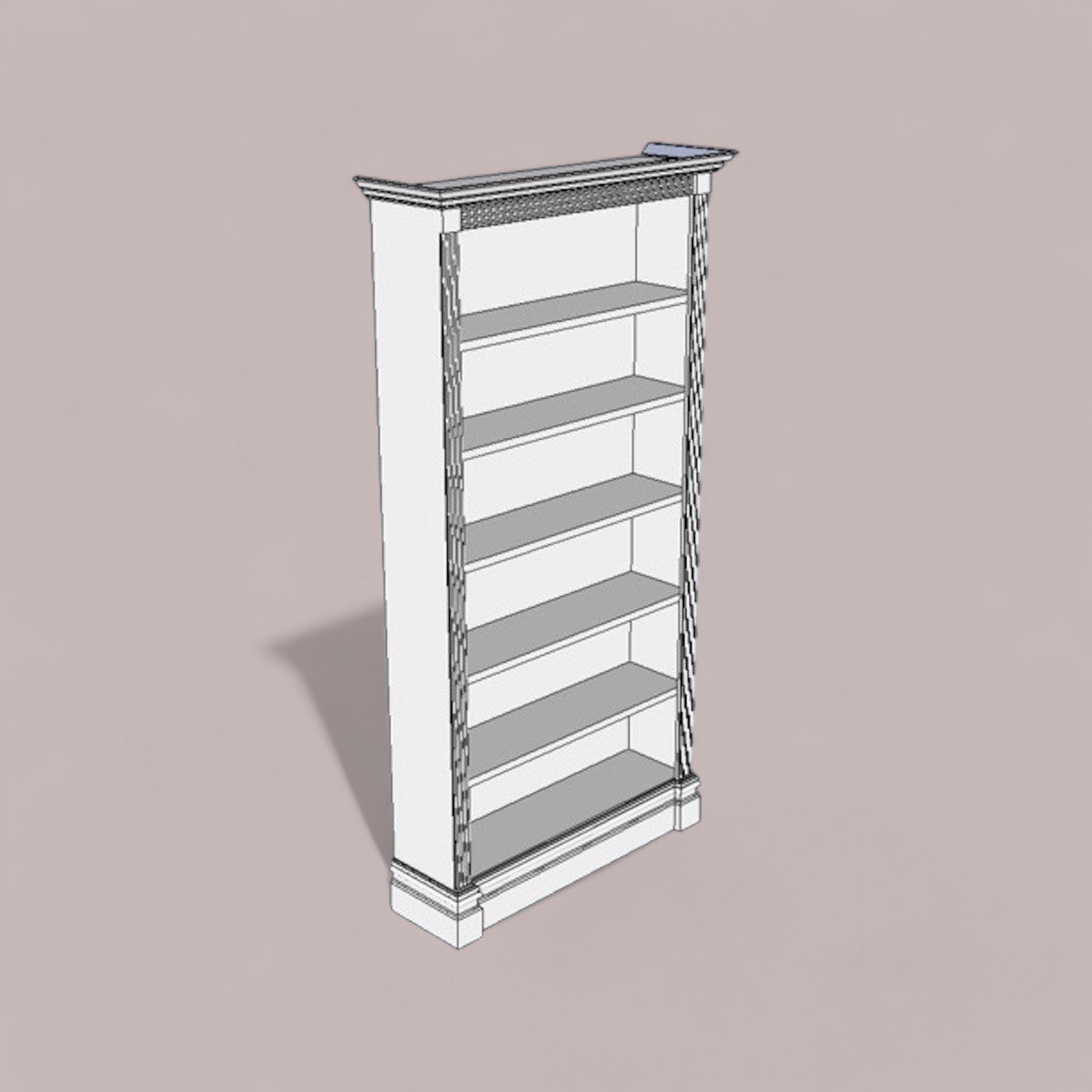 French Mahogany Wood White Bookshelf Hand Carved Removable Shelves Library Living Room Home Office Bedroom Home Furniture