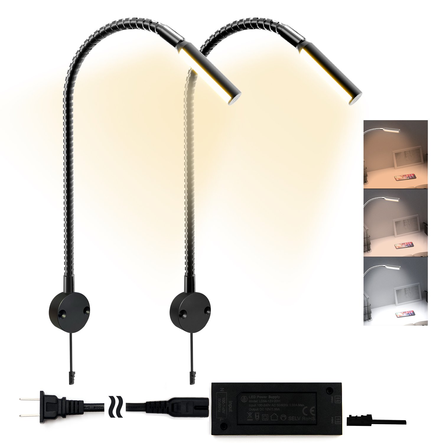 VST Flexible Dimmable LED Table Lamp Reading Desk Light Book Lamp for Hotel Reading Light