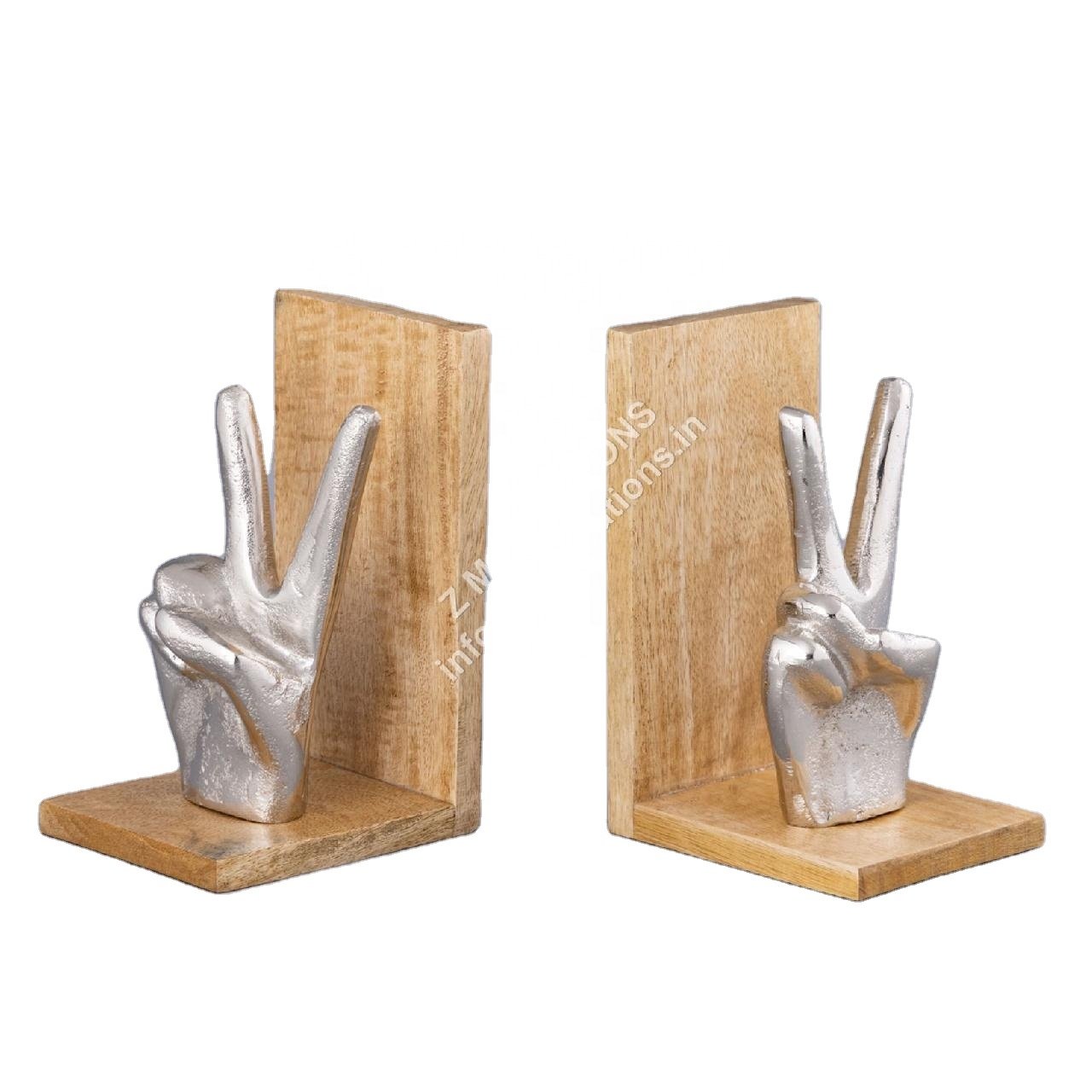 Bookends Centerpieces Modern Design Handmade Wholesale Bookends Customized Size Affordable Luxury Bookends Victory Sign