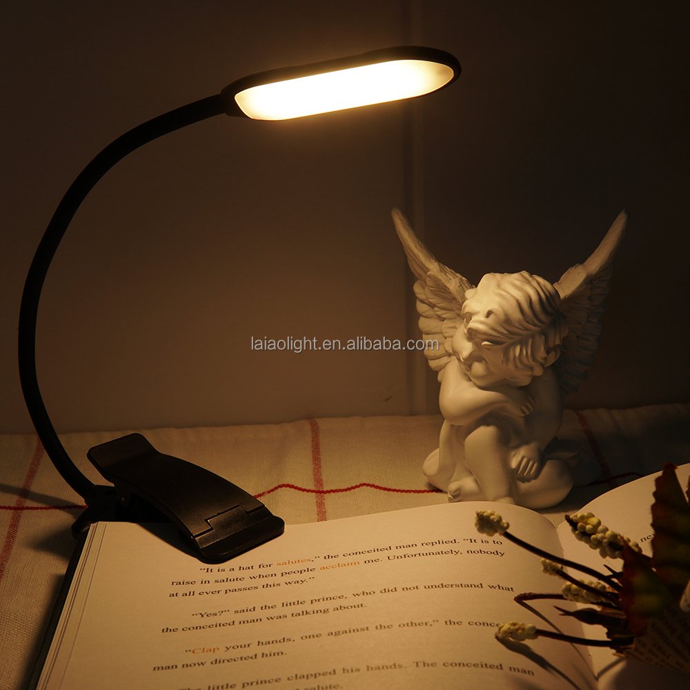 Eye-Caring Clip On LED Book Light Flexible Gooseneck Portable Reading Lamp Rechargeable with Stepless Dimmingfor Bed Kids