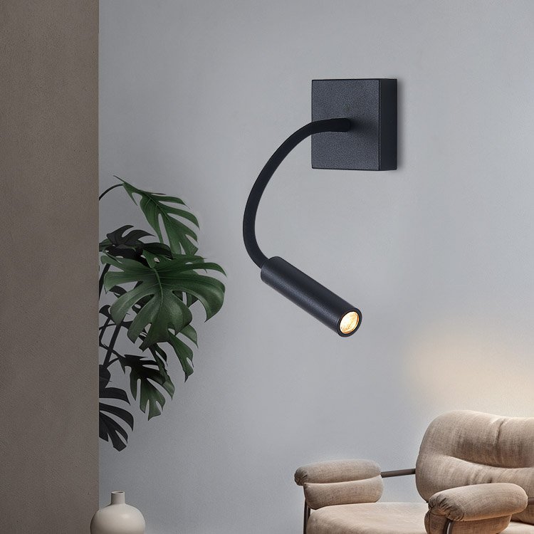 Hotel Bedroom 360 Lumen Wall Mount With Flexible Swing Arm Reading Lamp