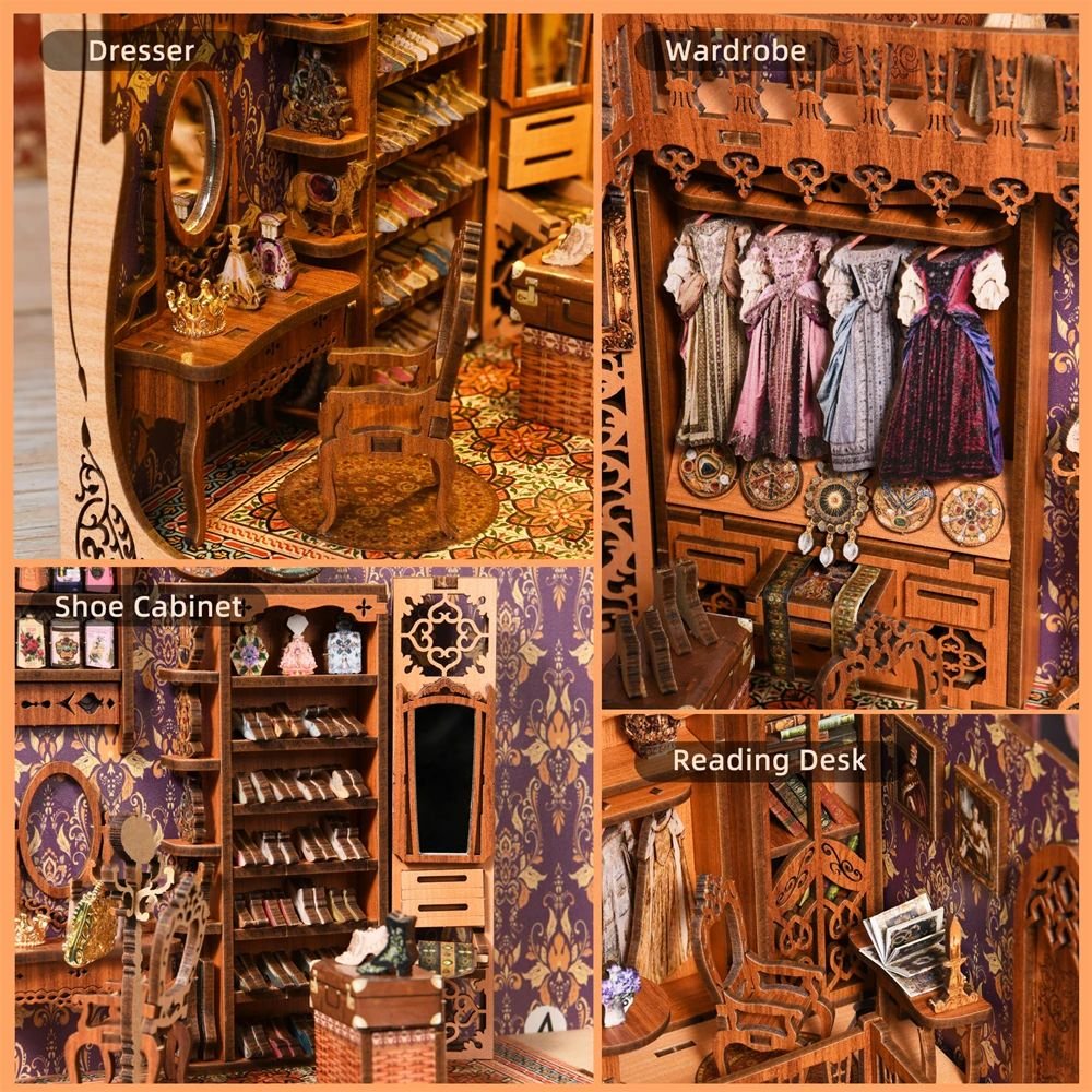 Hot Sale Aslowsnail Gorgeous Wardrobe of Duchess 3D Book Nook Kit DIY Book Nook with LED Light