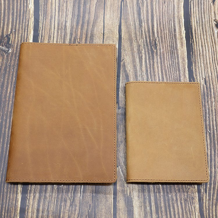 personalized Leather Book Cover A5 Wholesale Embossed Genuine Leather Notebook with Passport Holder