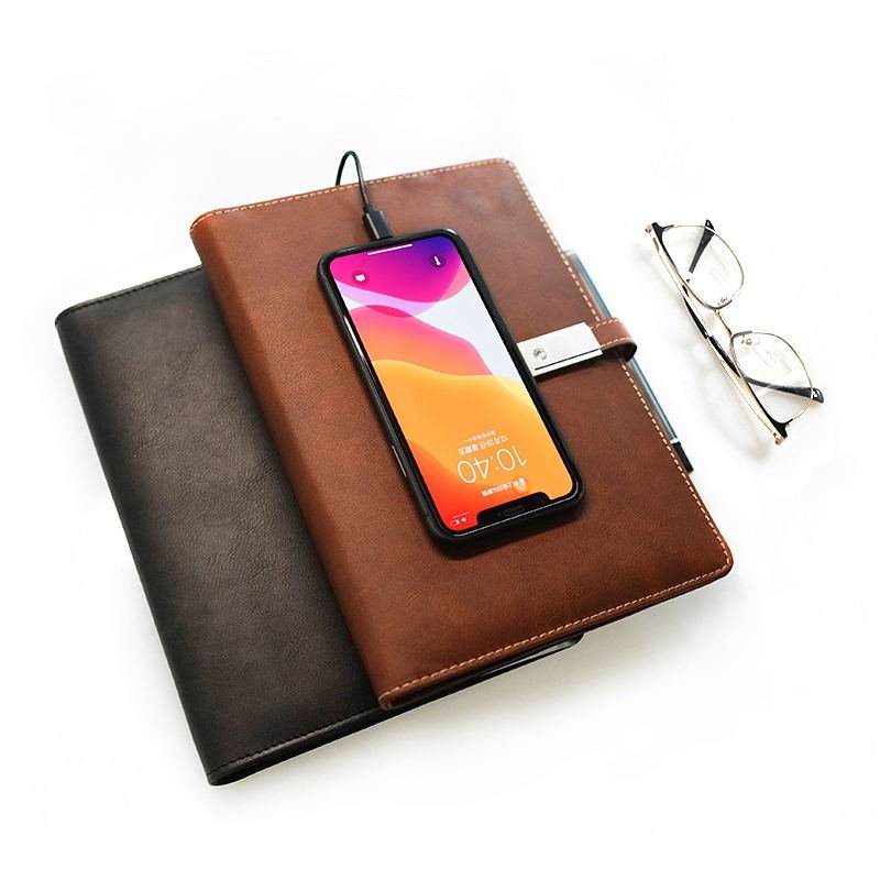 2025 Luxury Notebook Diary Powerbank Agenda Note Book A5 Calcupower Bank with USB Flash Power Bank Leather Promotion Spiral