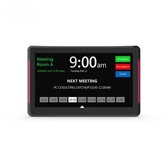 Wall mount 10.1 inch LCD touch screen colorful LED Light Bar Booking System RJ45 WIFI network android tab