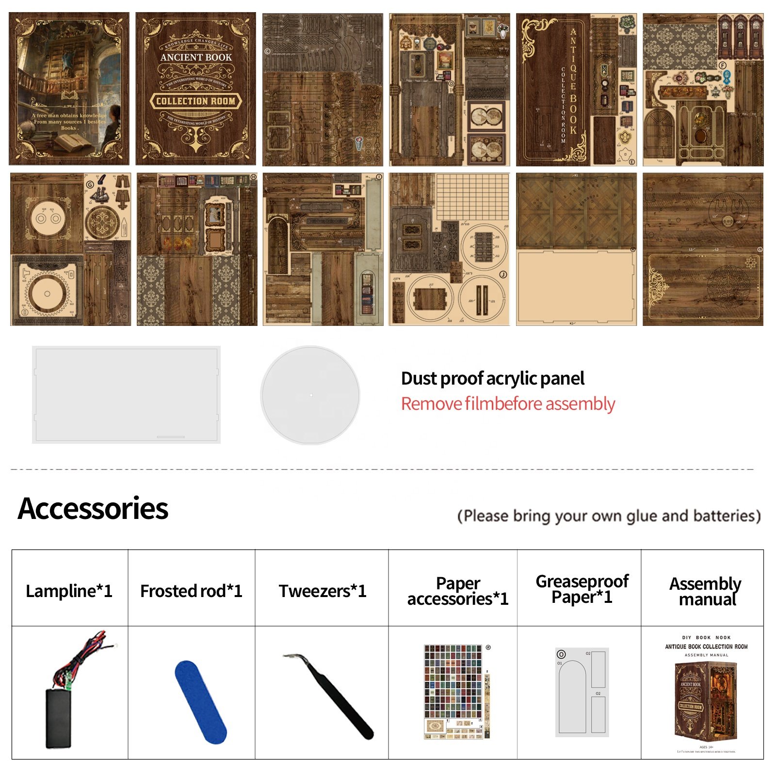 Wholesale Handmade assembly Library baby 3d wooden puzzles home decoration 3d wooden puzzle kit book nook