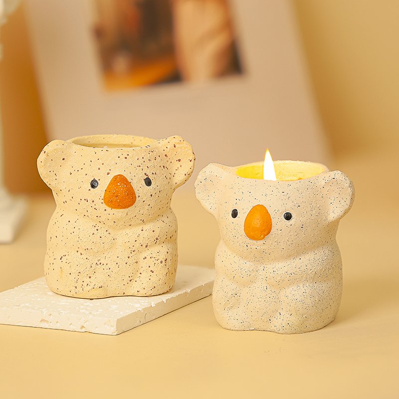 Creative Cute Koala Cement Scented Candle Jar Cup Soy Wax Aromatherapy Ceramic Jar Candle lasting creative fragrance ornaments
