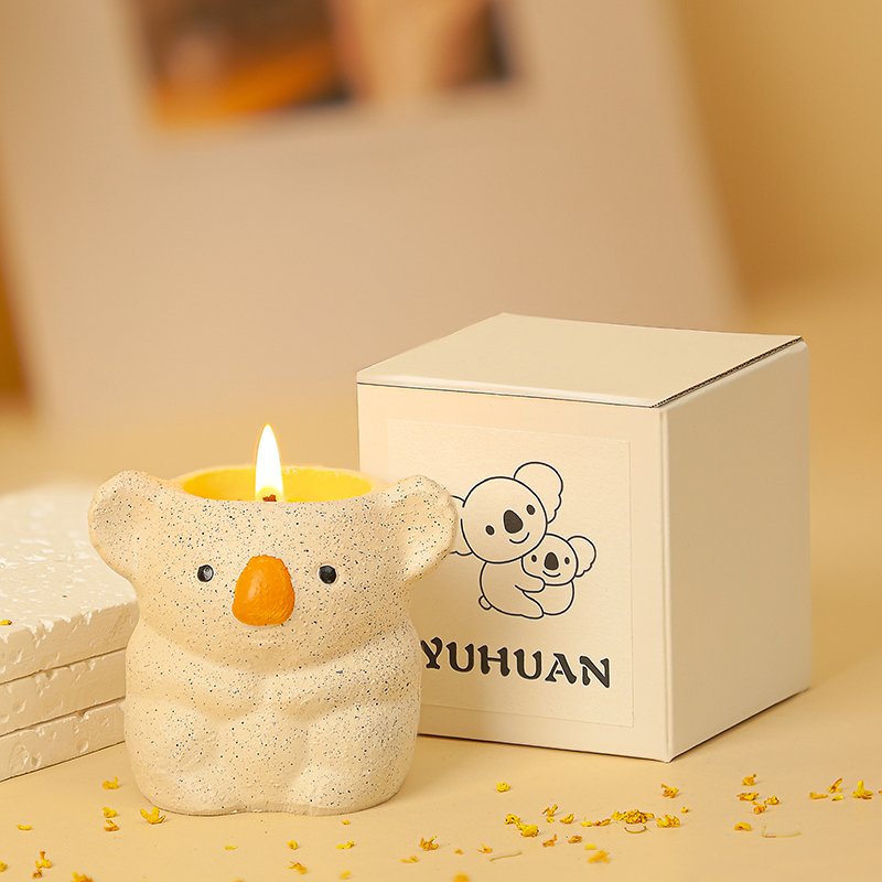 Creative Cute Koala Cement Scented Candle Jar Cup Soy Wax Aromatherapy Ceramic Jar Candle lasting creative fragrance ornaments