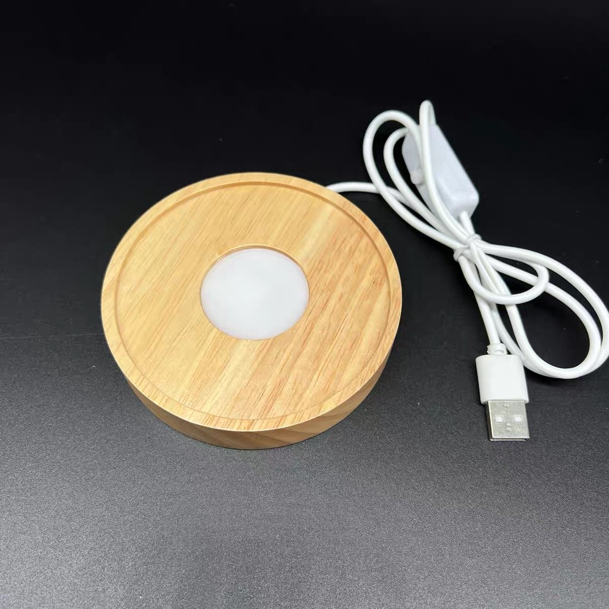 Wholesale Price USB Led Lamp Crystal Sphere Stand Light Wood Base