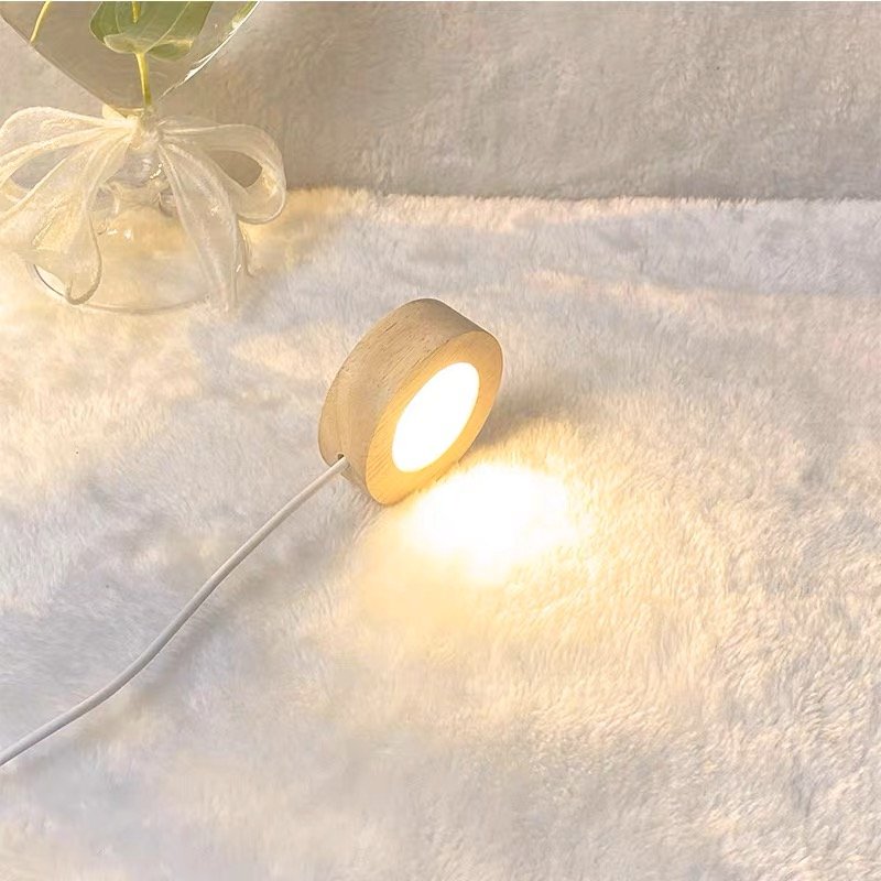 Wholesale Price USB Led Lamp Crystal Sphere Stand Light Wood Base