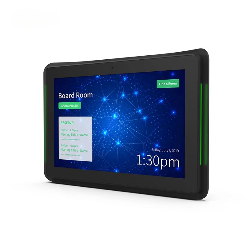 WA1012T Wall mount 10.1 inch LCD touch screen POE power LED Light Bar Booking System Meeting room android on tablets