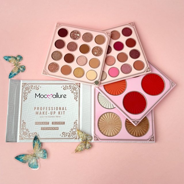 Wholesale Mocoallure eyeshadow palette book Vegan glitter High pigment maquillaje multichrome Custom Eyeshadow primer Makeup set