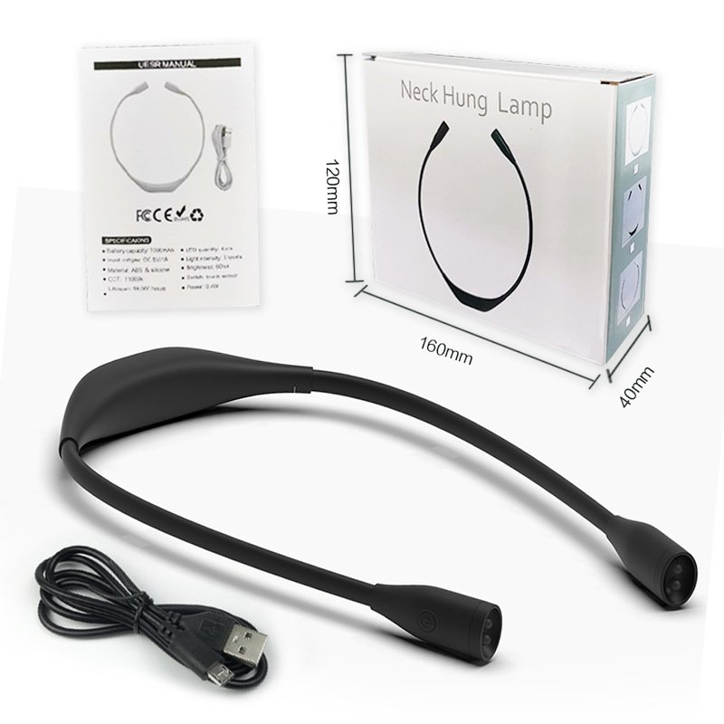 150 Lumen Book Light Hands Free Portable Neck Hung Lamps For Reading USB Rechargeable LED