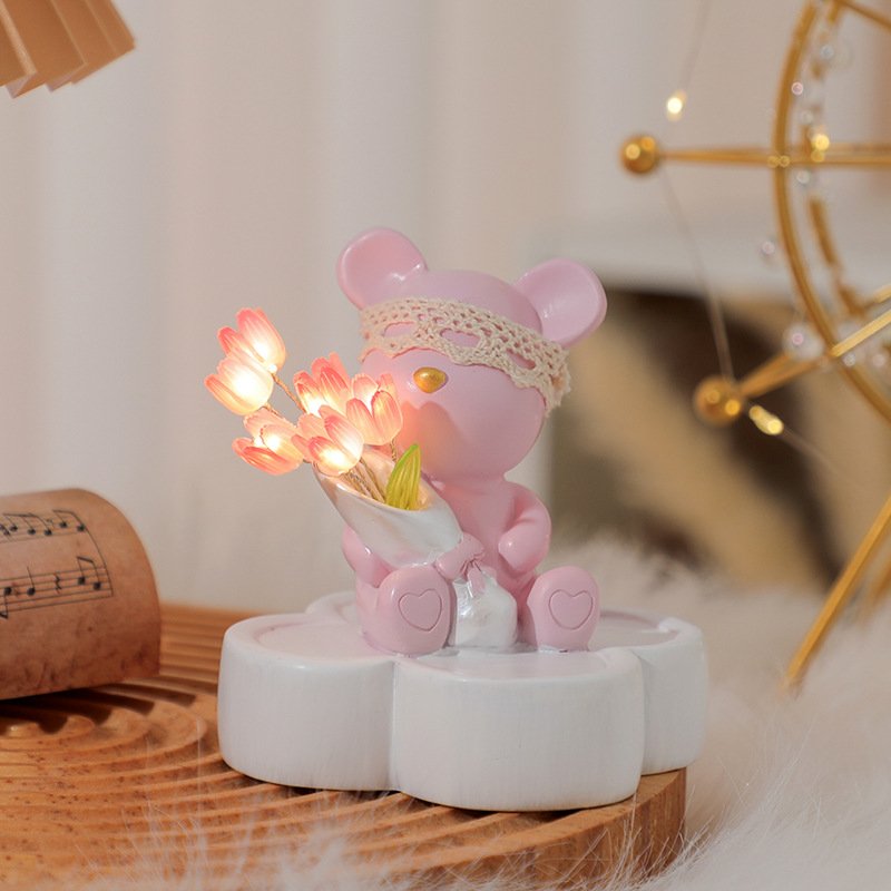 Bouquet Handmade New Creative Decoration Bedroom Decoration Gift Girlfriend a birthday present DIY Tulip Night Light